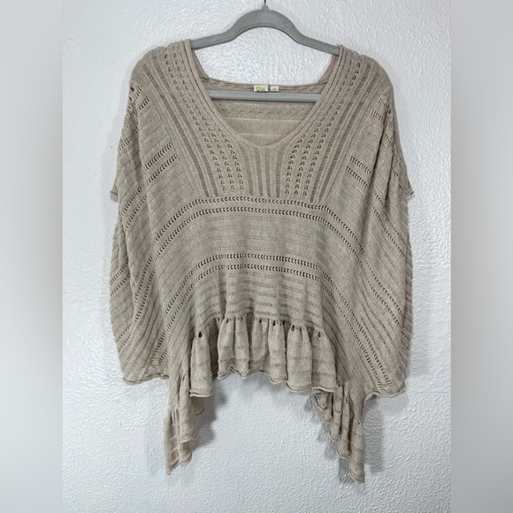 Anthropologie Yellow Bird Carolina Poncho Top Linen Blend Boho Small Flowy - Picture 1 of 12